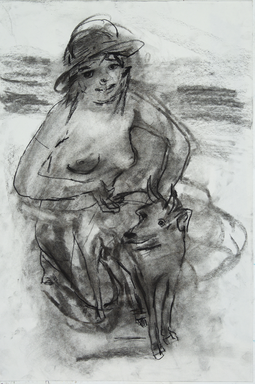 Goat Mom charcoal 24 by 18 inches 2015.jpg