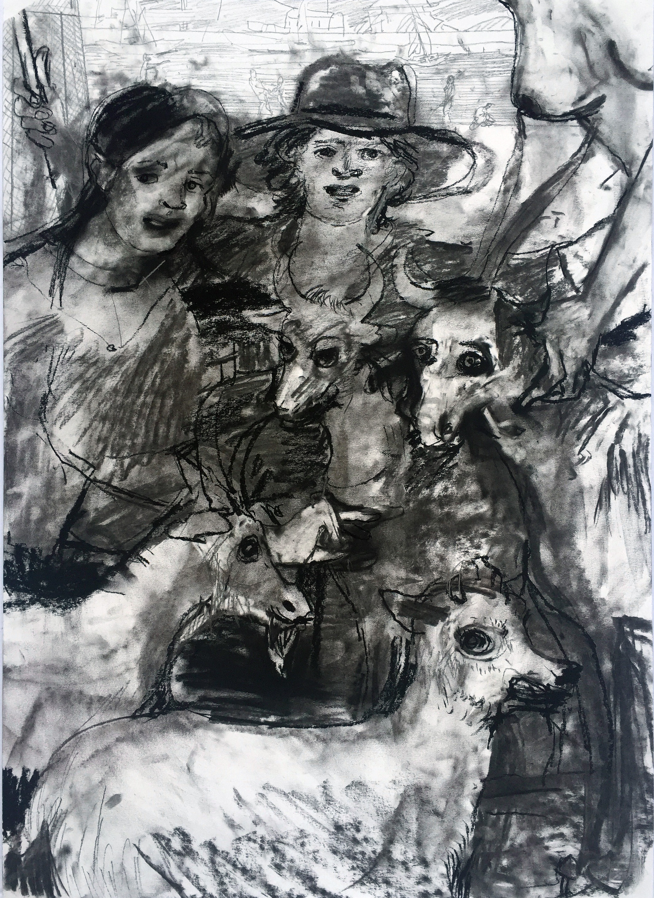 Heard 18 by 24 inches charcoal on paper 2016.jpg