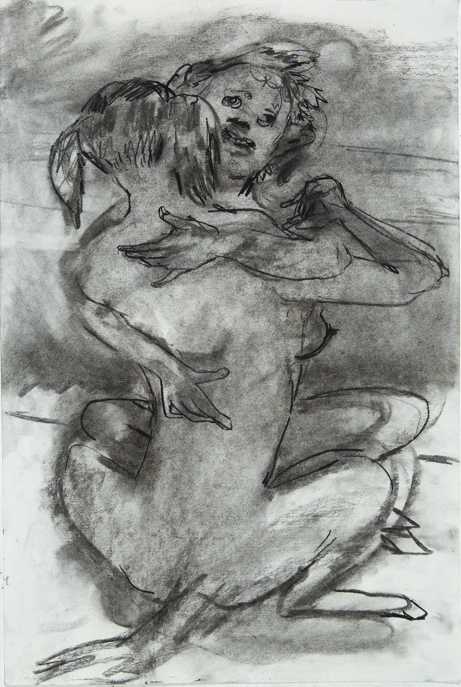 hugs charcoal 24 by 18 inches 2015.jpg