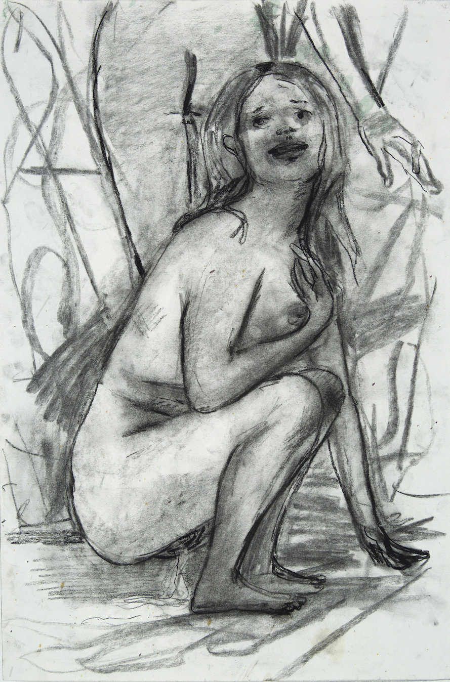 Pising in a River charcoal on paper 18 by 24 inches 2016.jpg