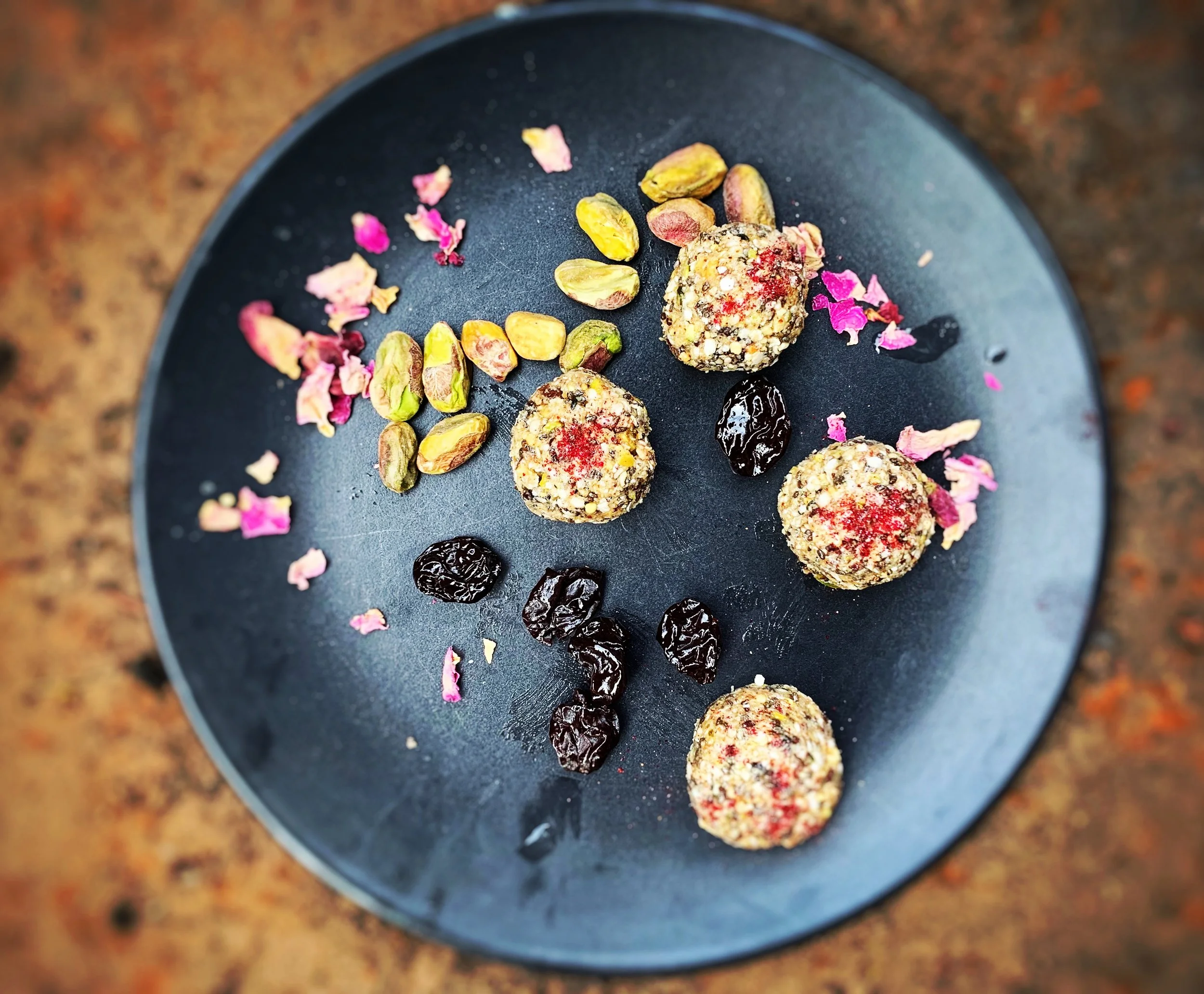 Sour Cherry and Pistachio Christmas Balls
