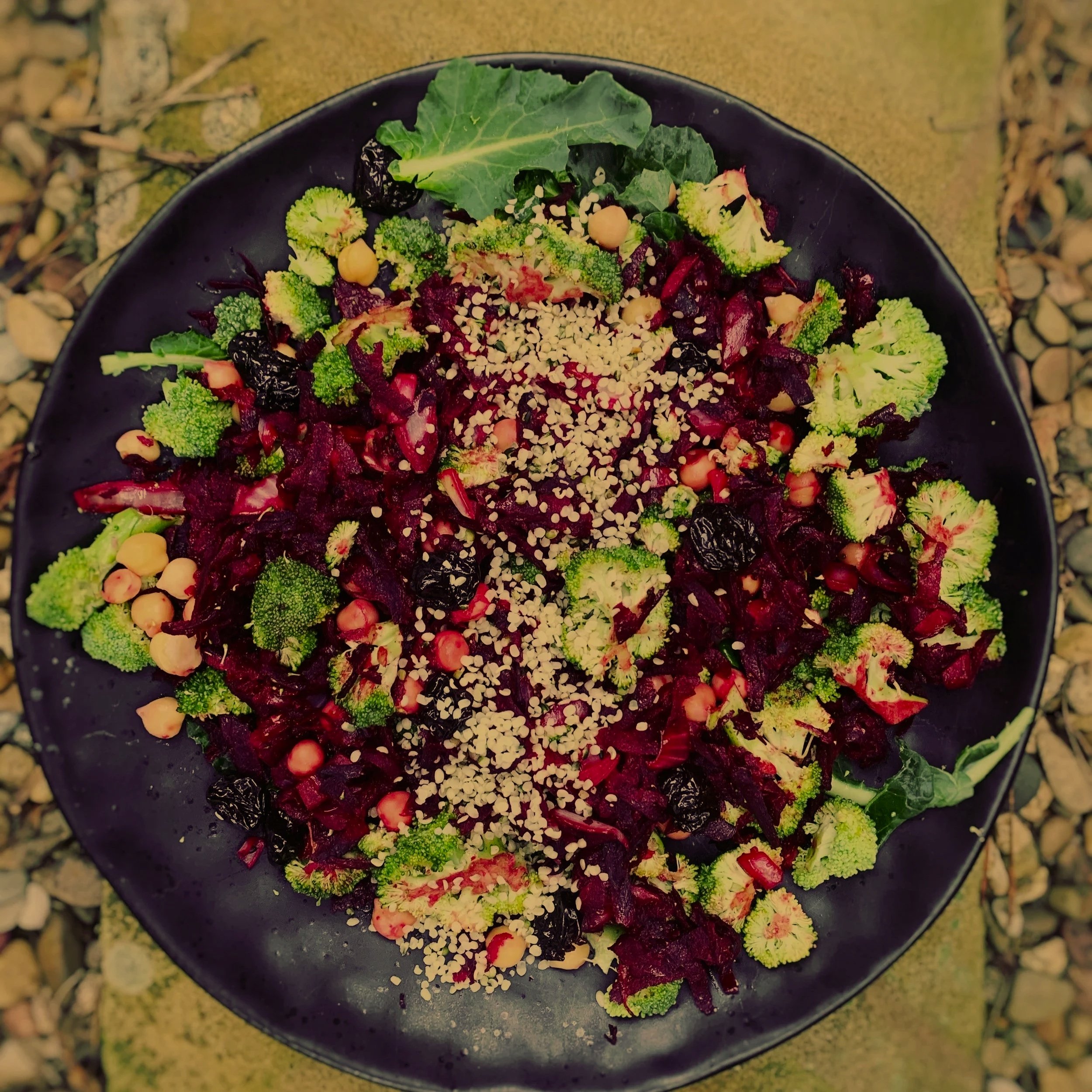 Warm Beetroot, Chickpea and Broccoli Salad 