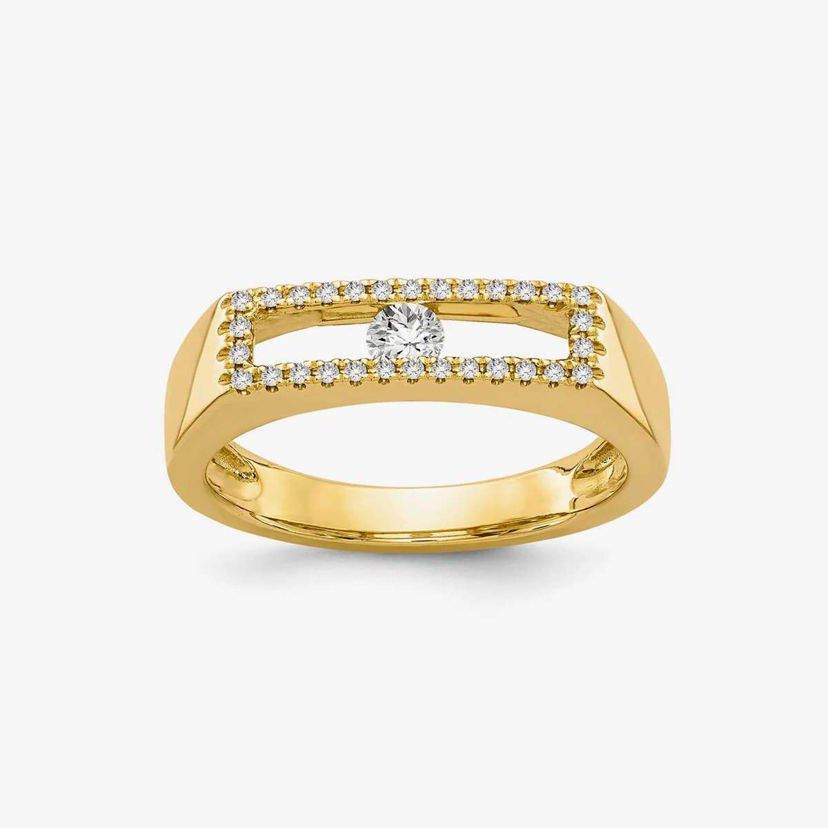 Sliding All Diamond Signet Ring