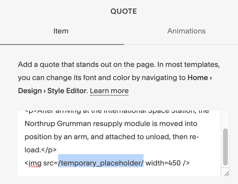 Select temporary placeholder in the &lt;img src&gt; HTML tag