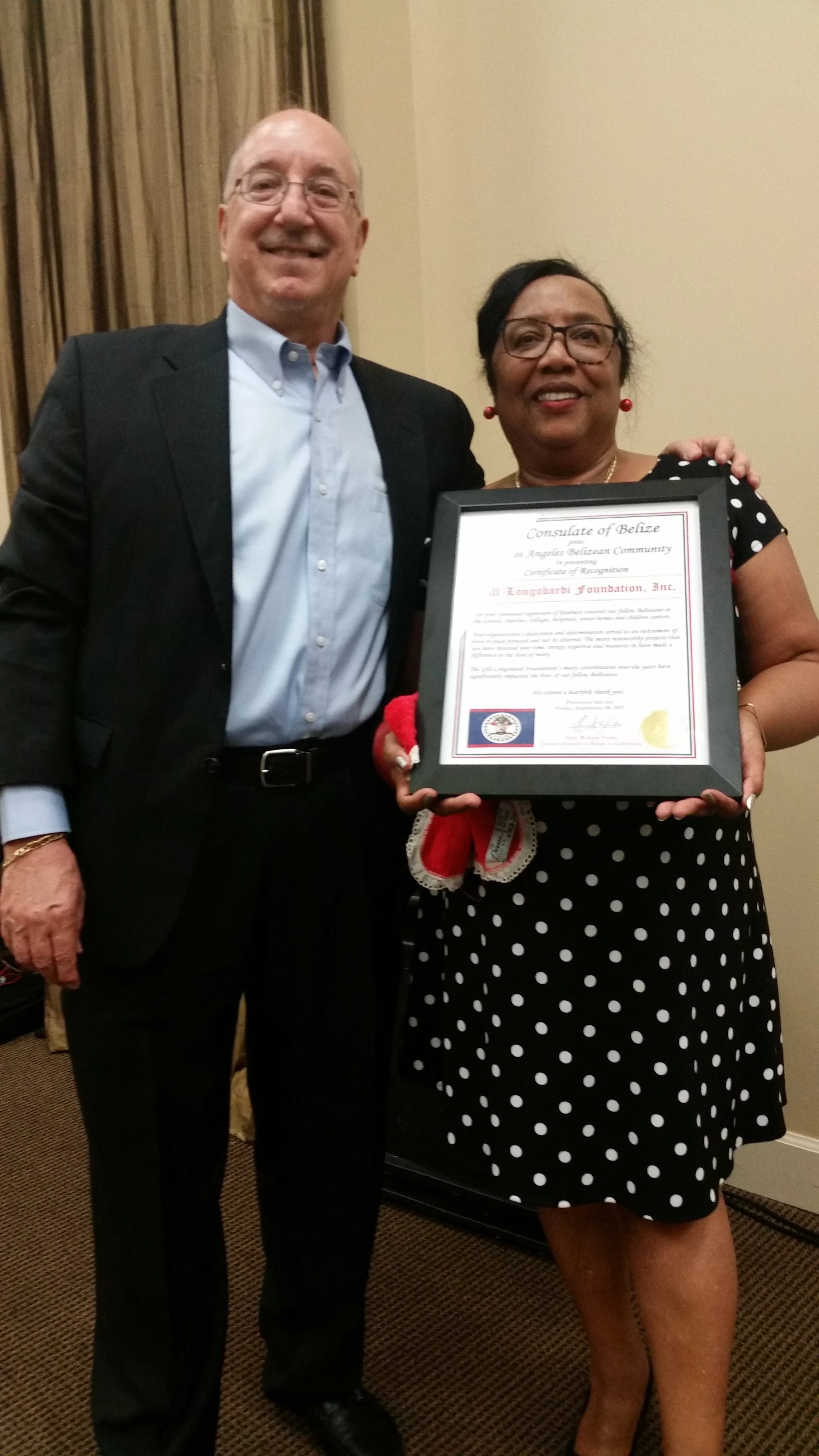 Consulate of Belize Recognizes Gill-Longobardi Foundation, Inc. 