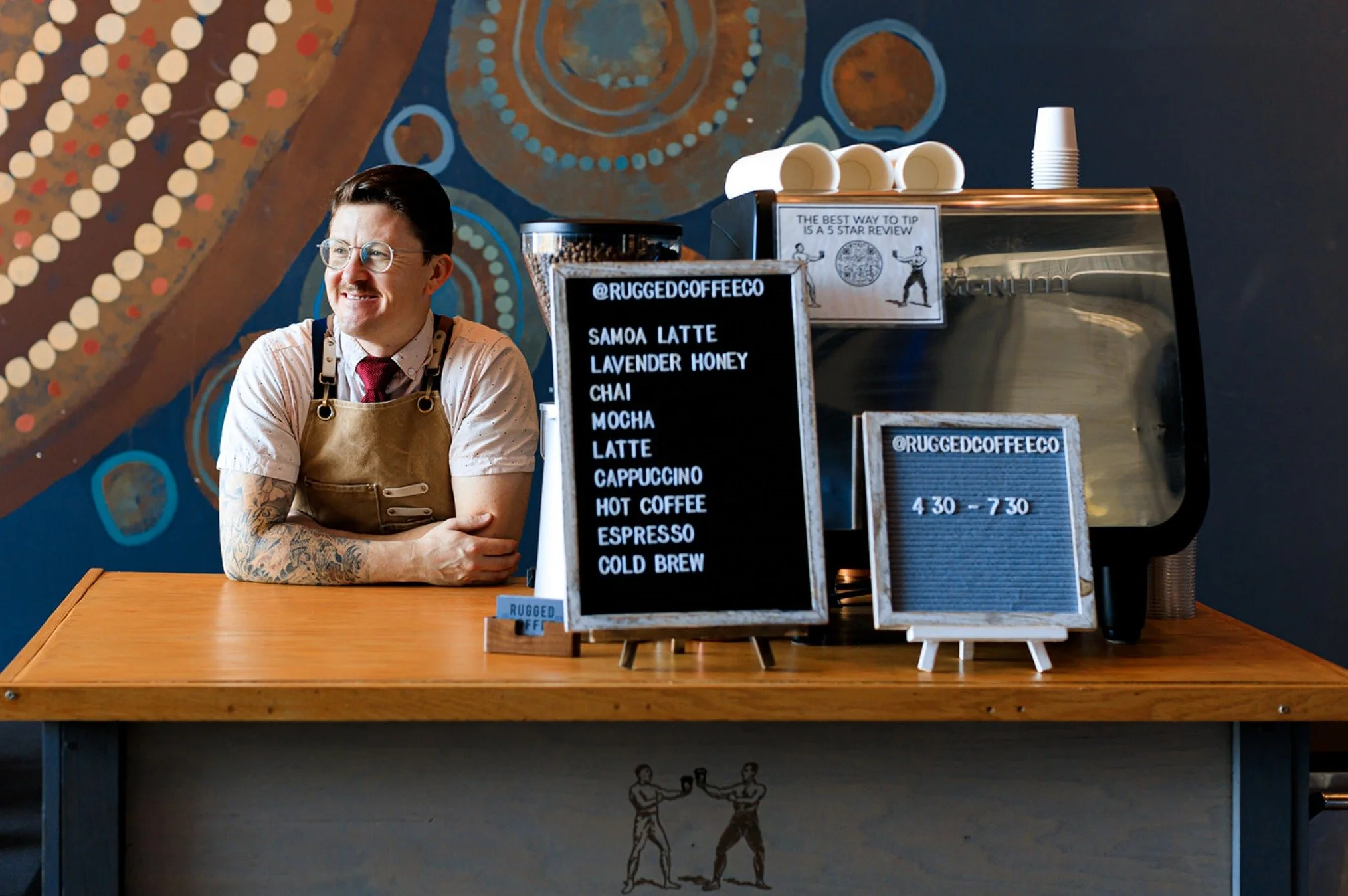 Rugged Coffee mobile espresso bar at a corporate holiday event