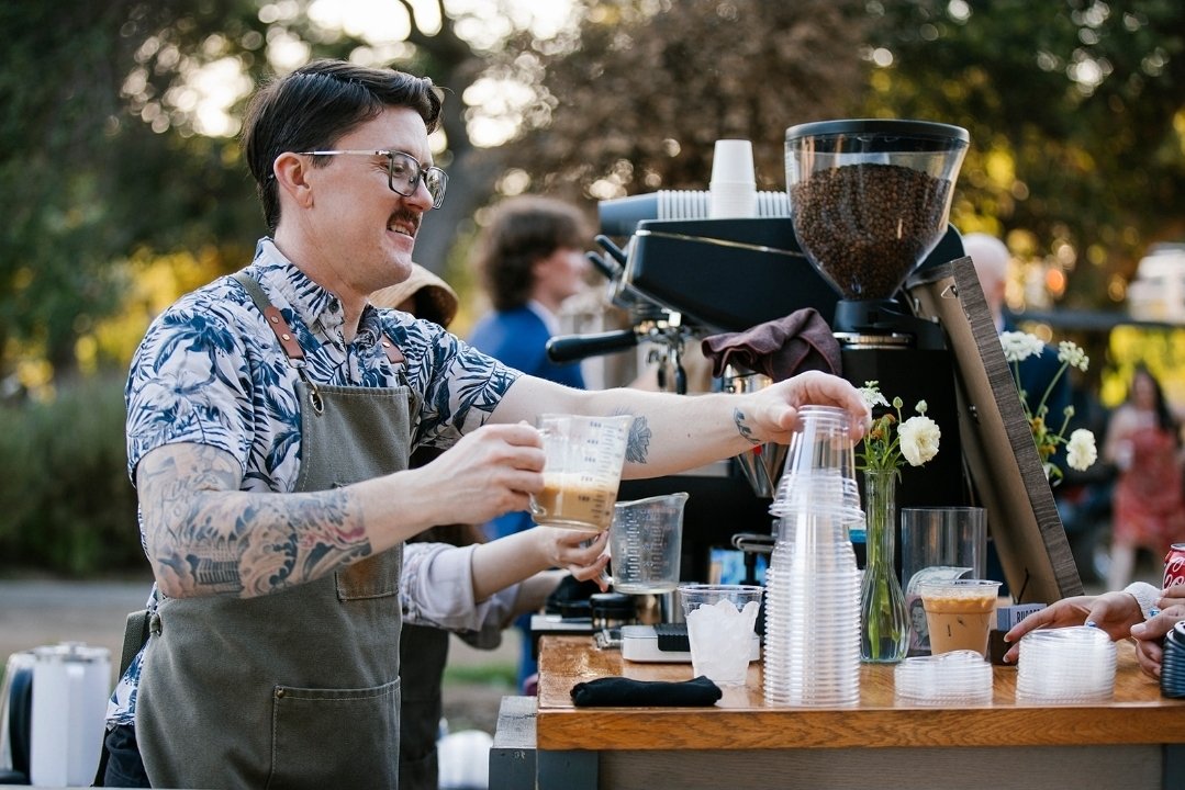 Mobile espresso bar serving an outdoor corporate event in Southern California