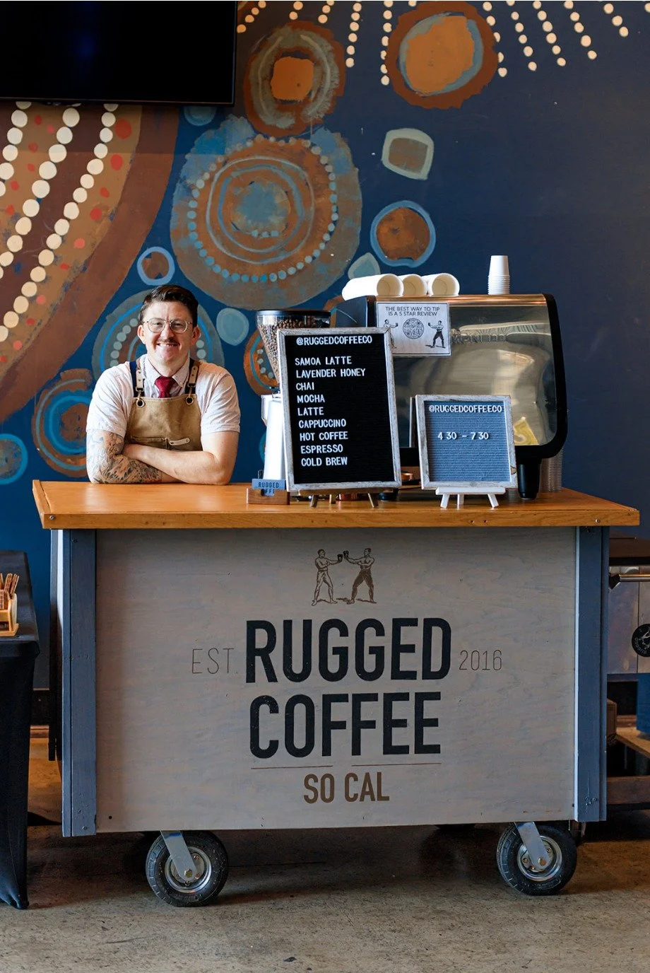 Rugged Coffee LLC mobile espresso bar serving guests at an event