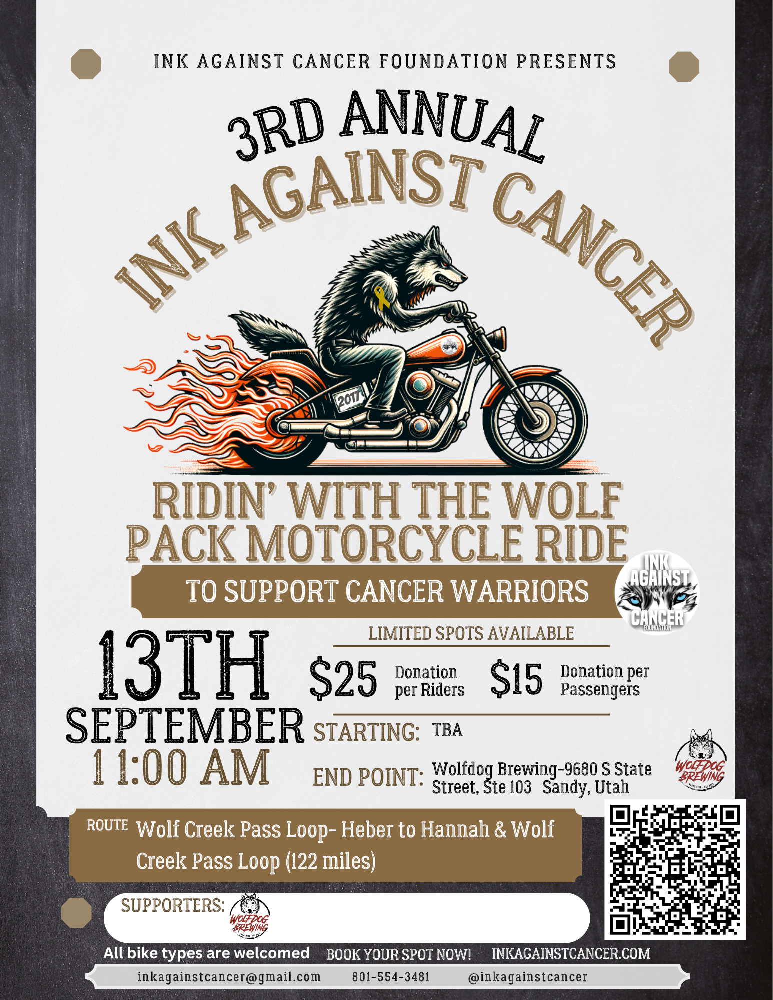 3rd Annual Ink Against Cancer Ridin with the Wolf Pack Motorcycle Ride
