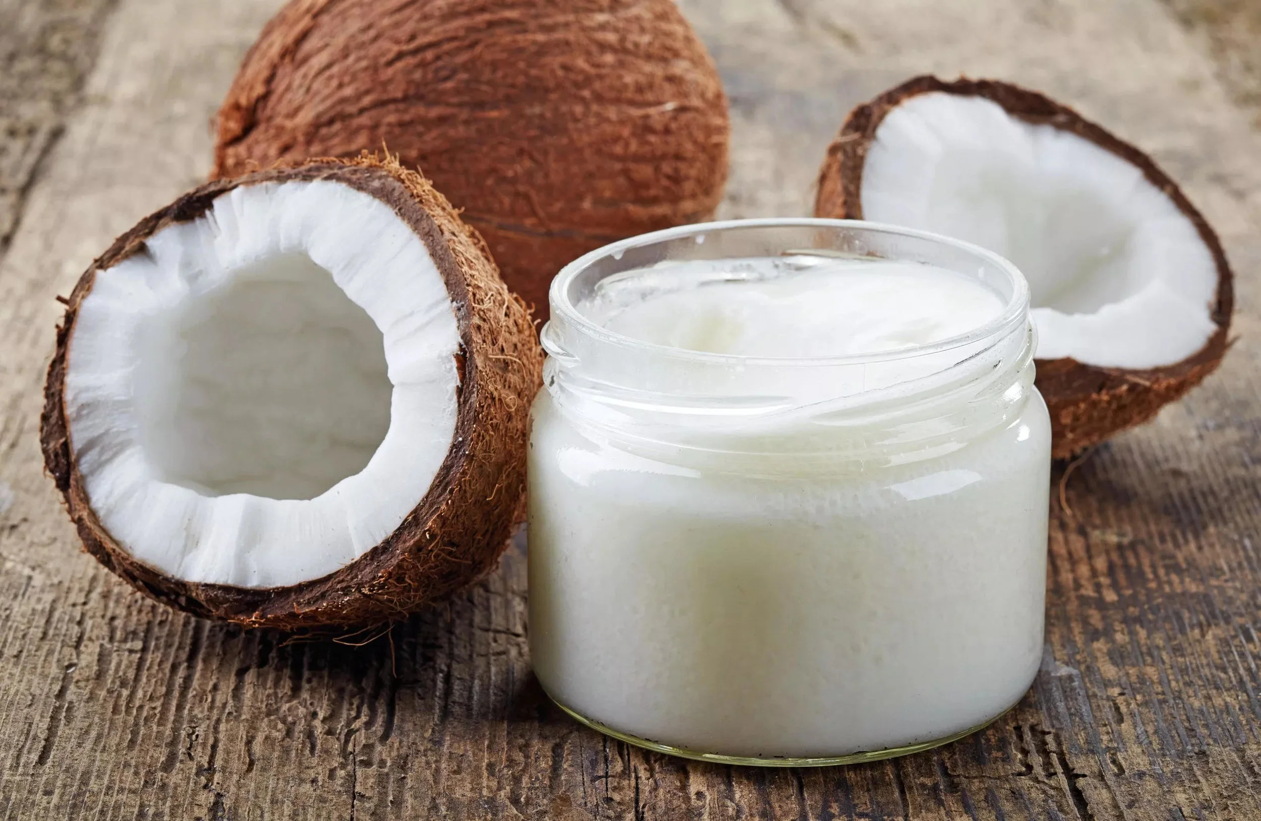 coconut shell and oil jar