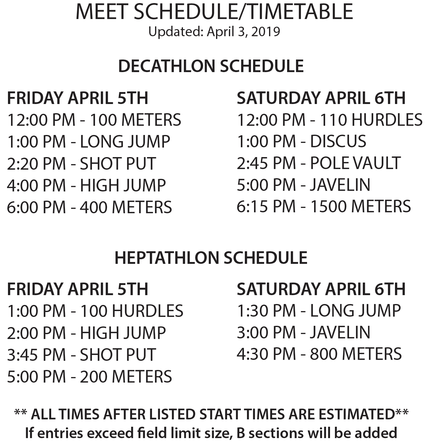 decathlon and heptathlon events