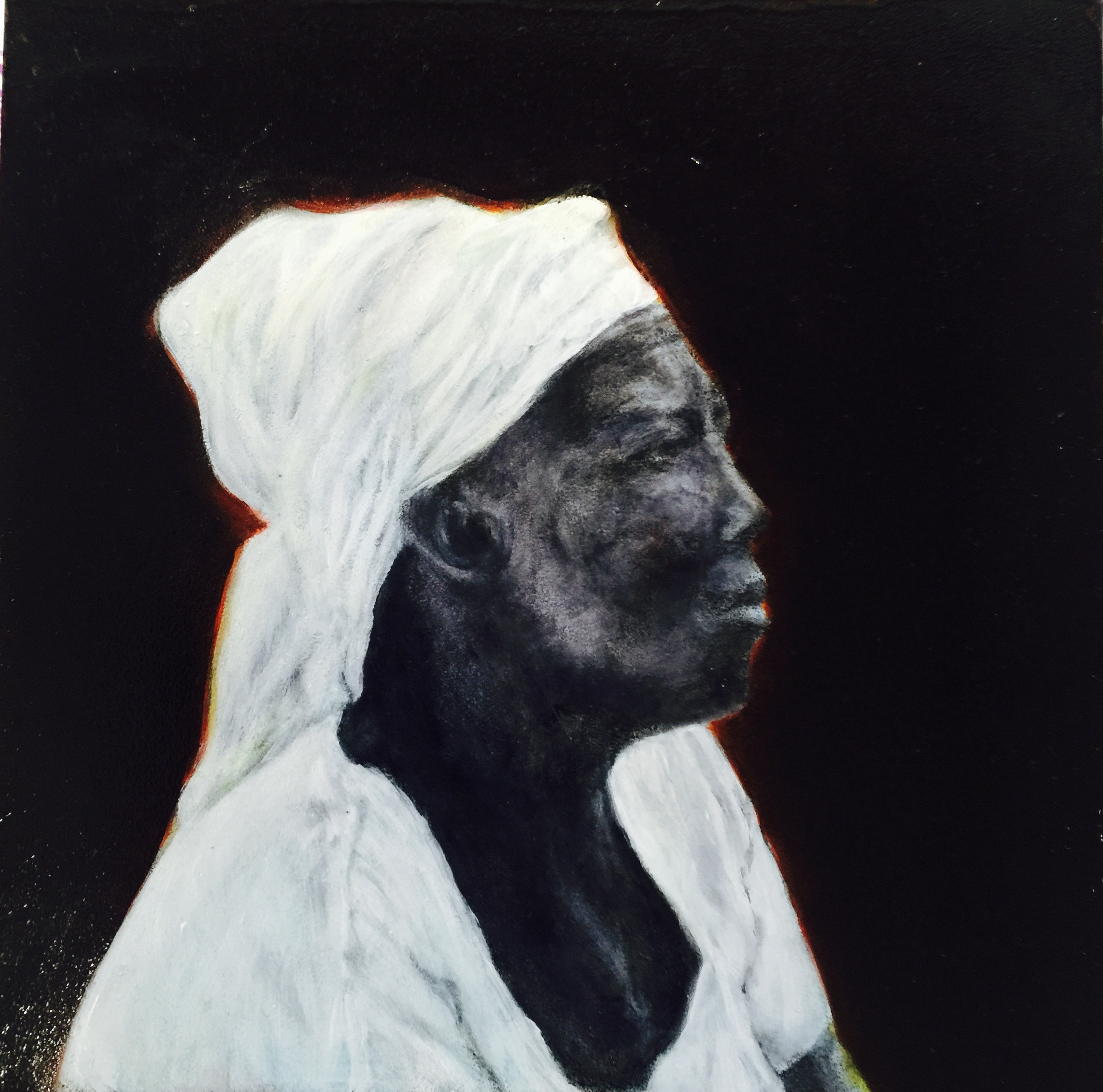 "Waiting", oil on woodboard, 8" x 8", 2015.