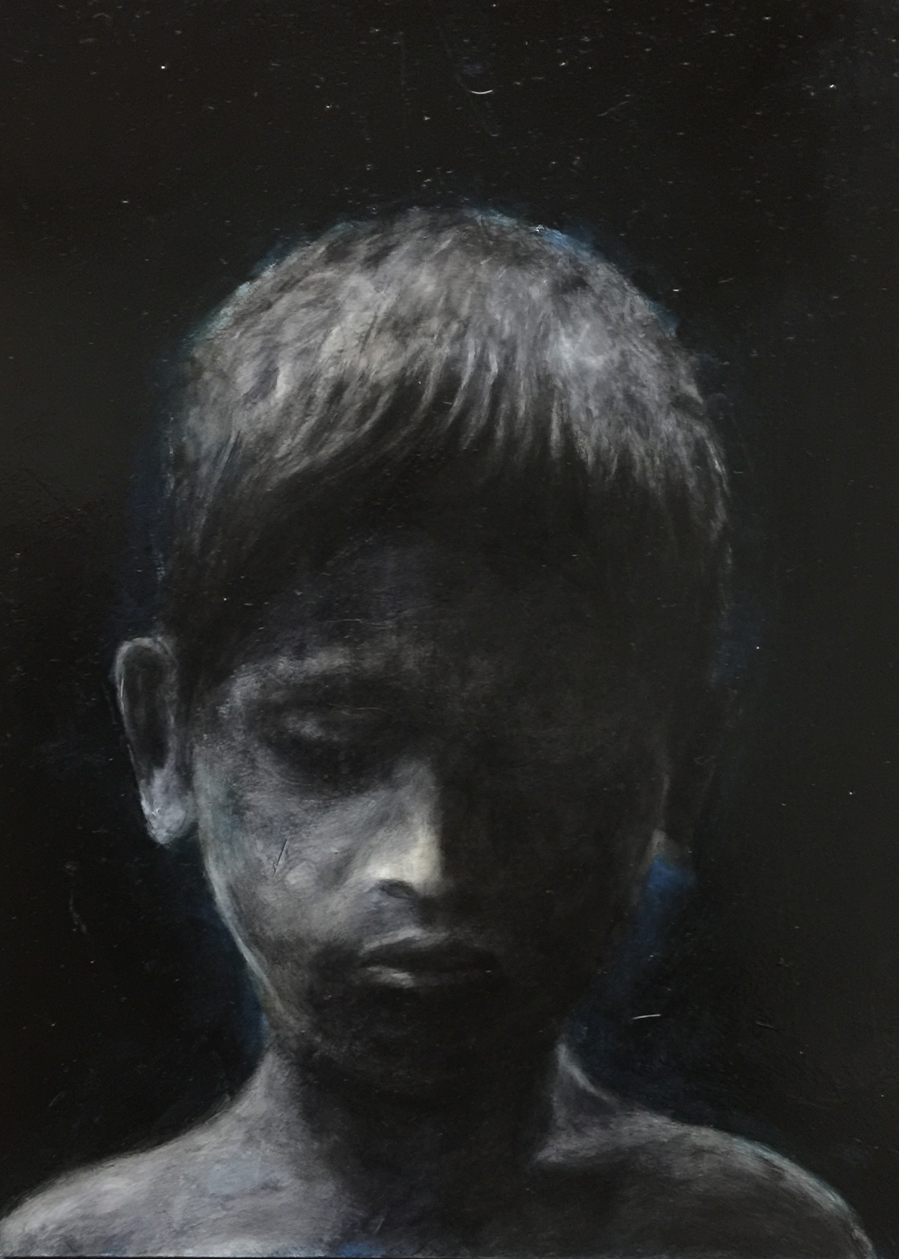"Boy from Mumbai", oil on woodboard, 8' x 12", 2014.