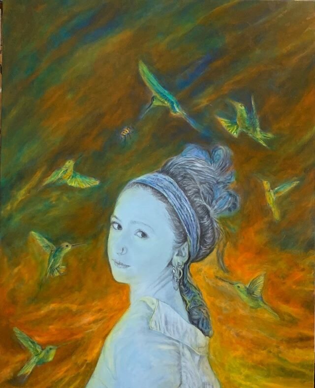 During the darkest time of our present memory, I just want to gift the world@color. Mad Love World. #cesarcondeart #condeart #oilportrait #filamartists #filamartistdirectory #queerartist #sunset #hummingbirds #chicagoartist #laartist #barcelonaartist