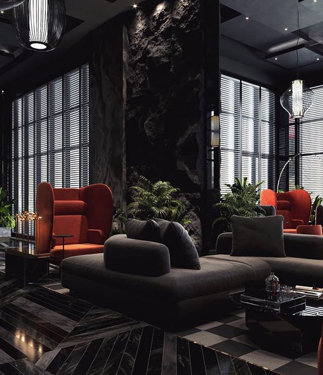 A perfectly balanced dark themed living room 👍