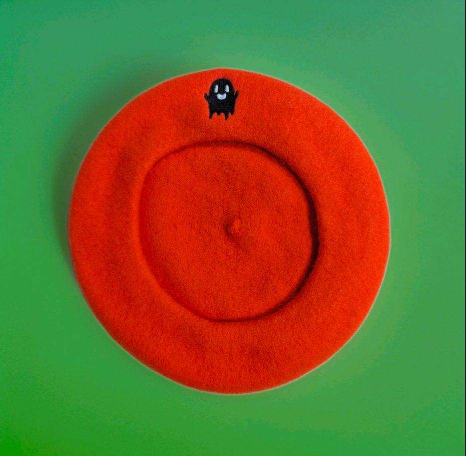 Little Boo Felt Beret in Orange