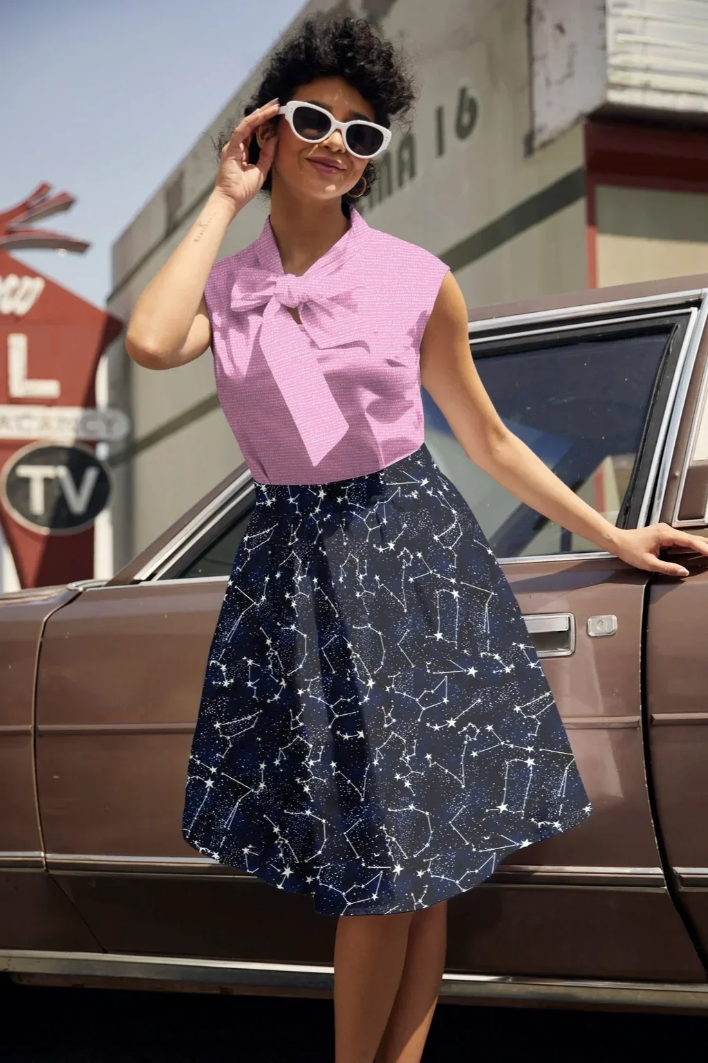 Retrolicious Glow in the Dark Constellations A-line Skirt