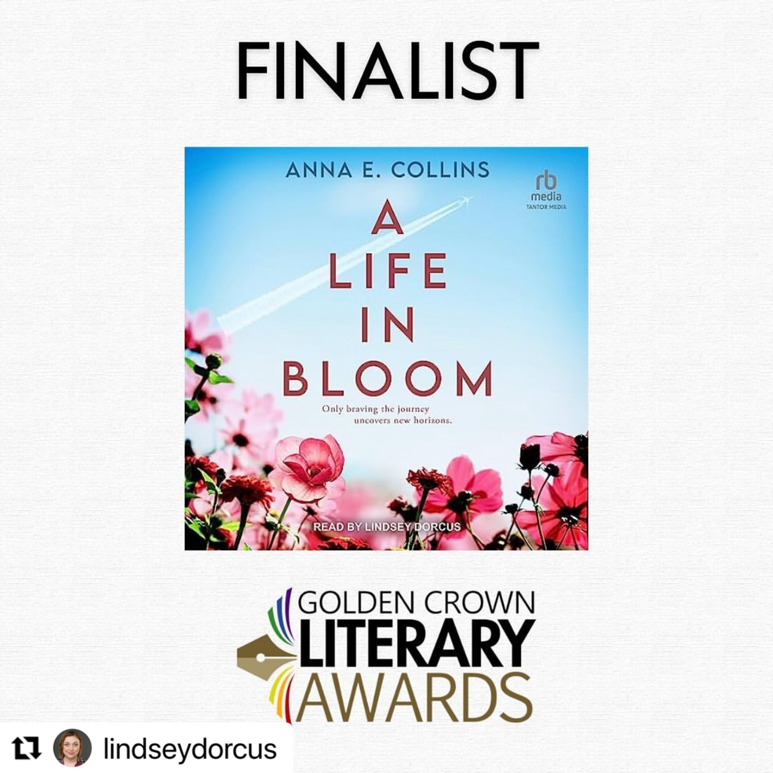 How exciting!! My very talented audio book narrator @lindseydorcus is a Goldie finalist with my 2023 WF A Life in Bloom. Will be crossing all my fingers and toes! 🤞

#Repost @lindseydorcus with @use.repost
・・・
Thrilled to learn that A Life In Bloom 