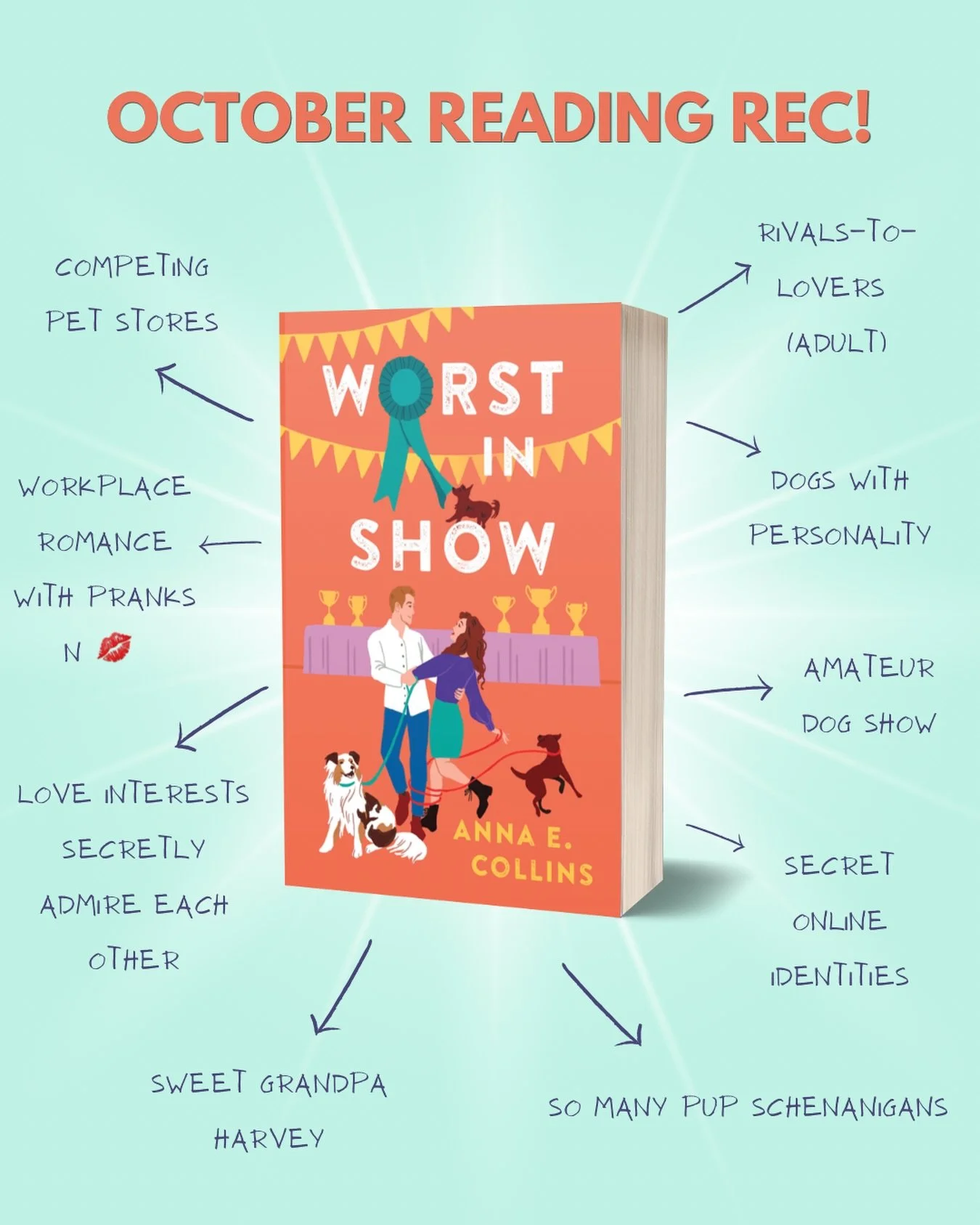 Convincing you to read Worst in Show this October!

🐾 Dogs in Halloween costumes ✔️
🍁 Small town fall vibes ✔️
❤️&zwj;🔥 Rivals to lovers ✔️

#fallbooks #romcombooks #enemiestolovers