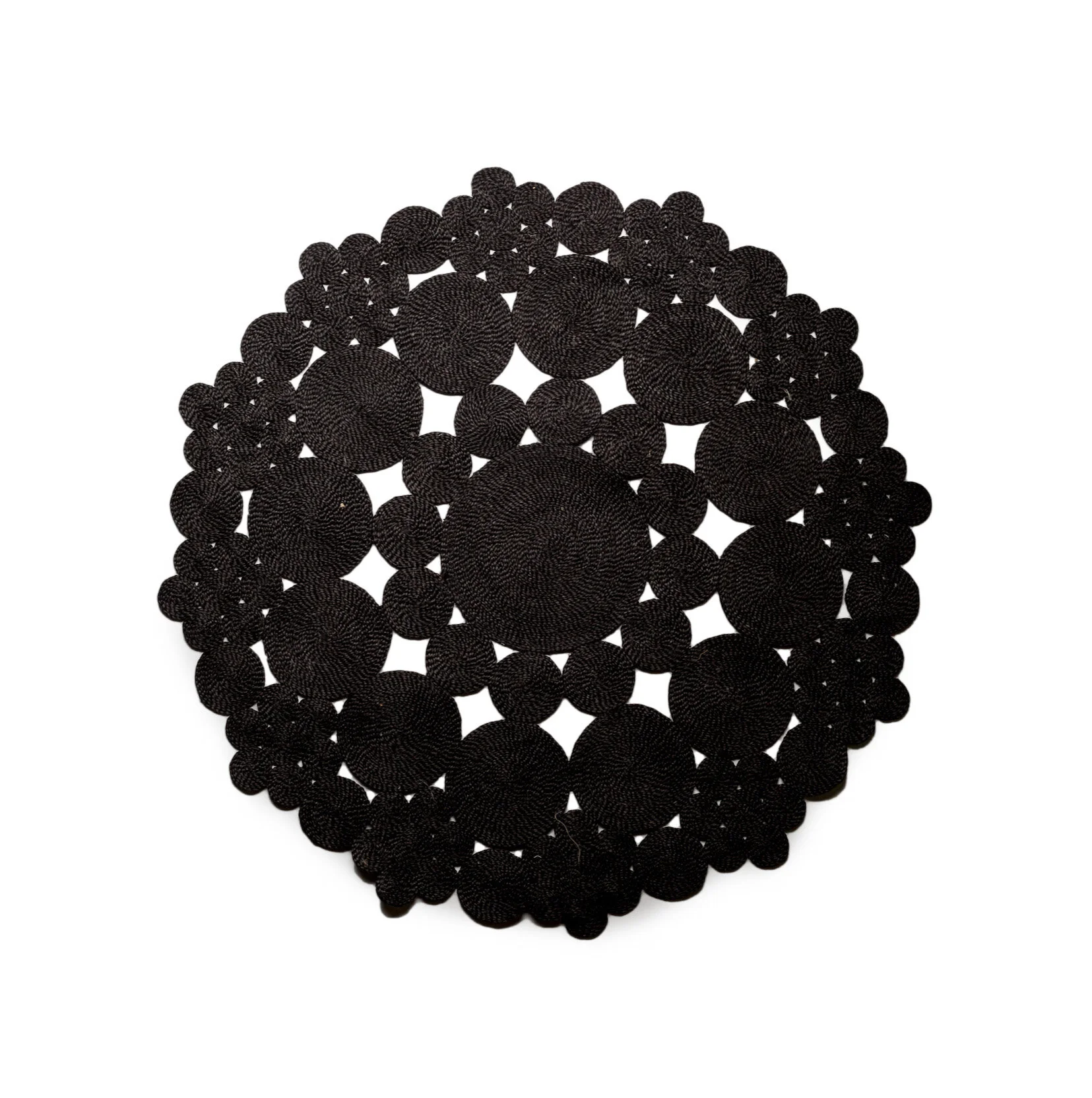 Black round jute mat - £150 Maison Bengal