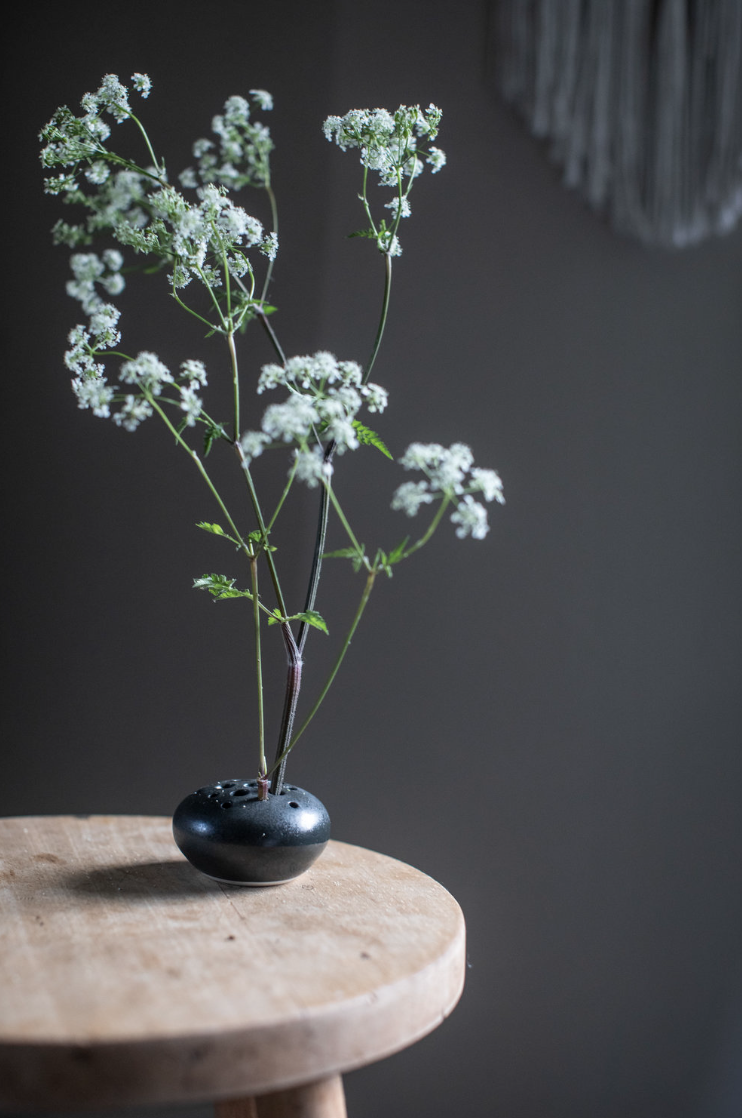 Black Porcelain Flower Frog - £23 - Paper Thin Moon