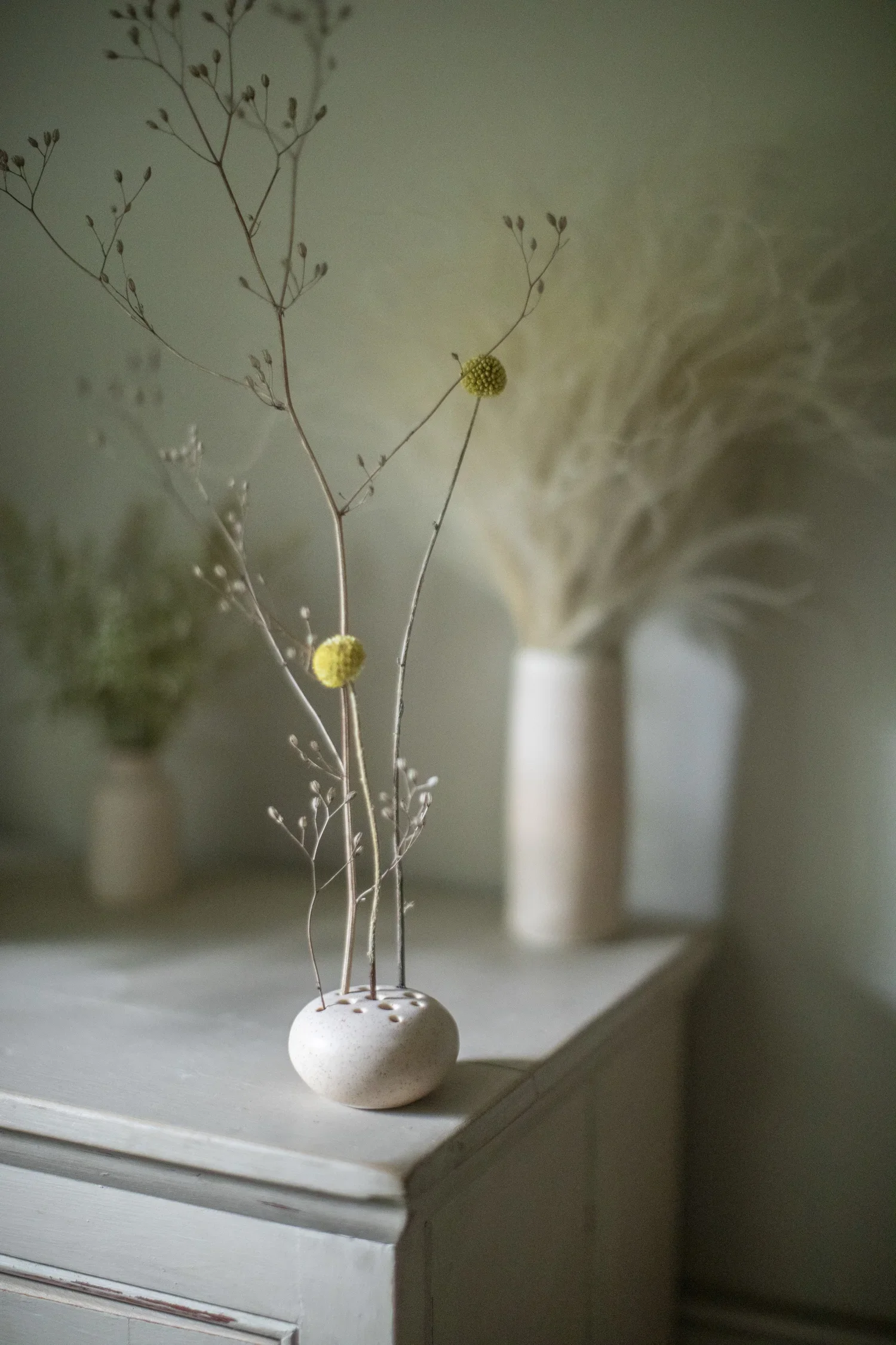 Oatmeal Porcelain Flower Frog