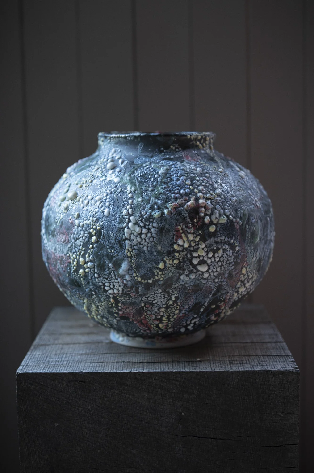 Large Black, Red, Yellow & Green Vessel III