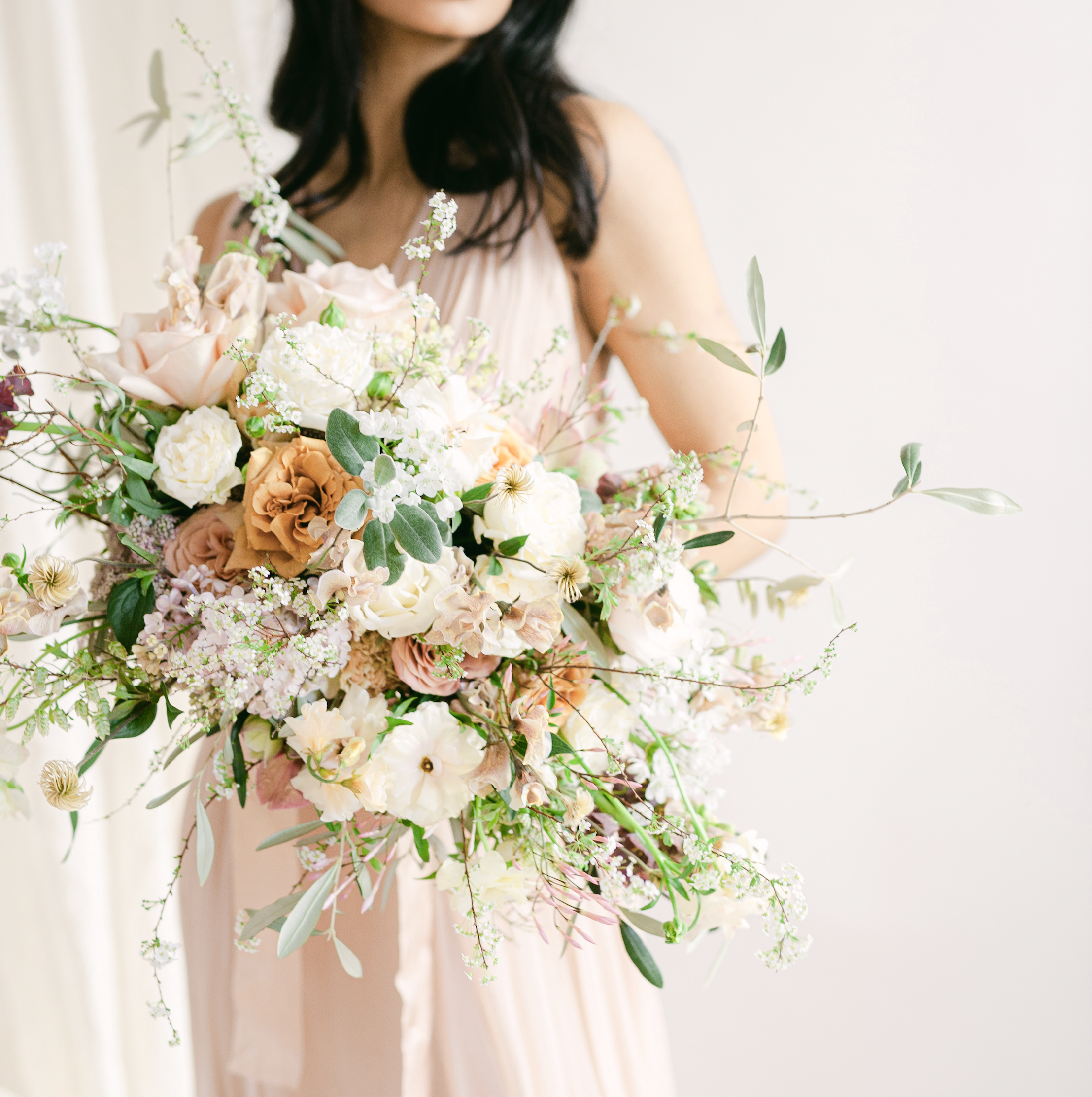 Seasonal bridal bouquet created during the Seasonal Special Wedding Foundation Class at Joseph Massie’s UK School of Floristry.