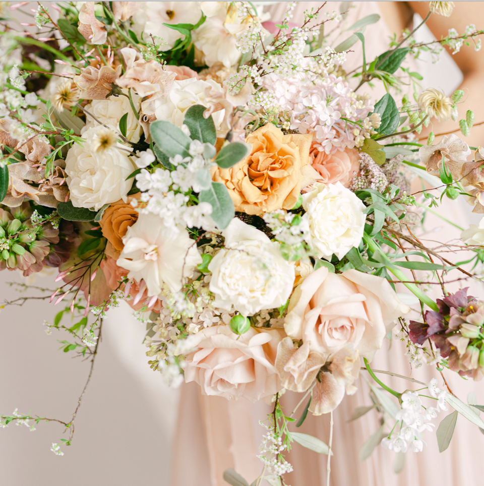 Bridal bouquet created during the Wedding Foundation Class at Joseph Massie’s UK School of Floristry.