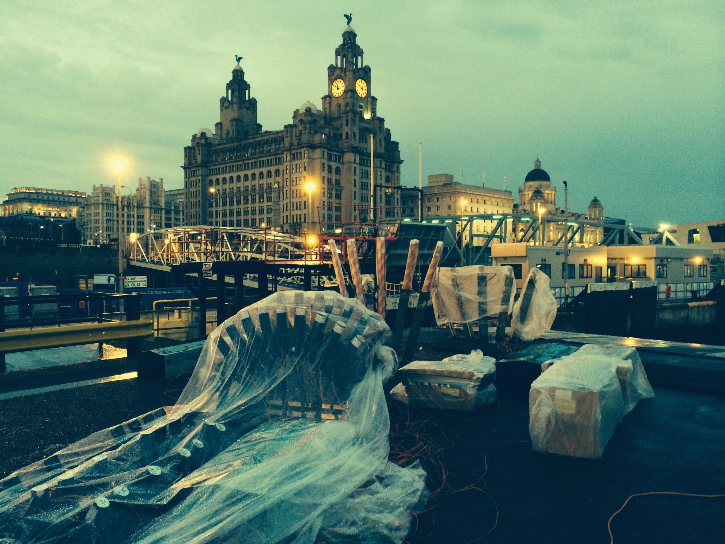 Liverpool City Council barge fired display.