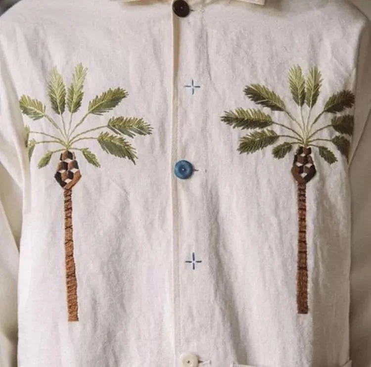 Hand embroidered “Double Date” jacket from Story mfg's AW18 collection “Is. Lunar”