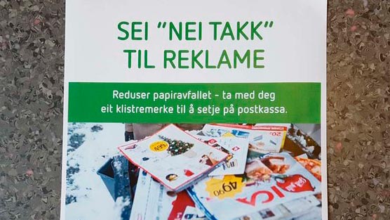 Reduser papiravfallet - sei "nei takk" til reklame