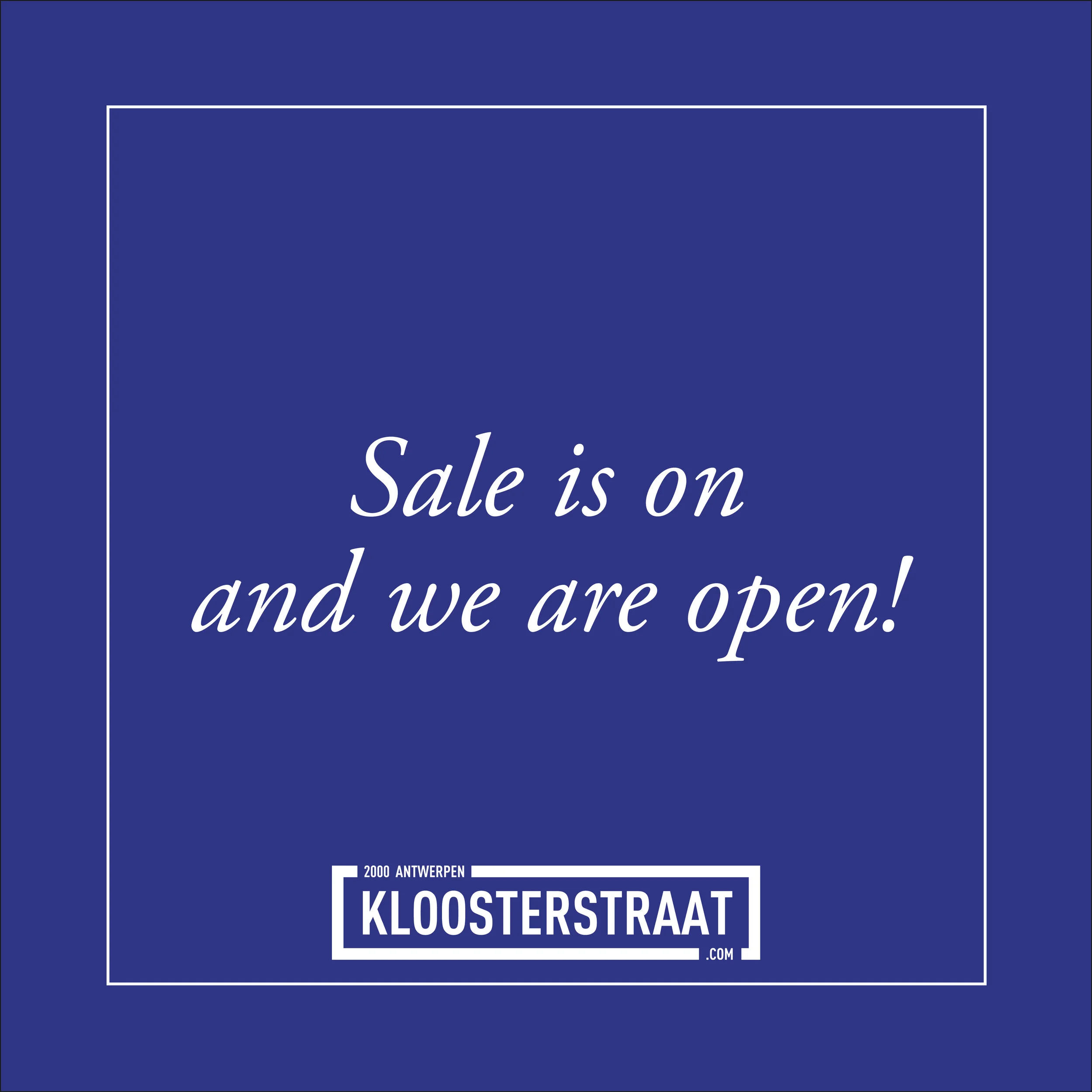 Wij zijn open vandaag. Kom soldenshoppen bij ons. 