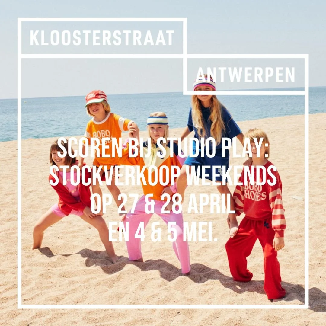 Scoren bij Studio Play! Stockverkoop weekends op 27 &amp; 28 april en 4 &amp; 5 mei.