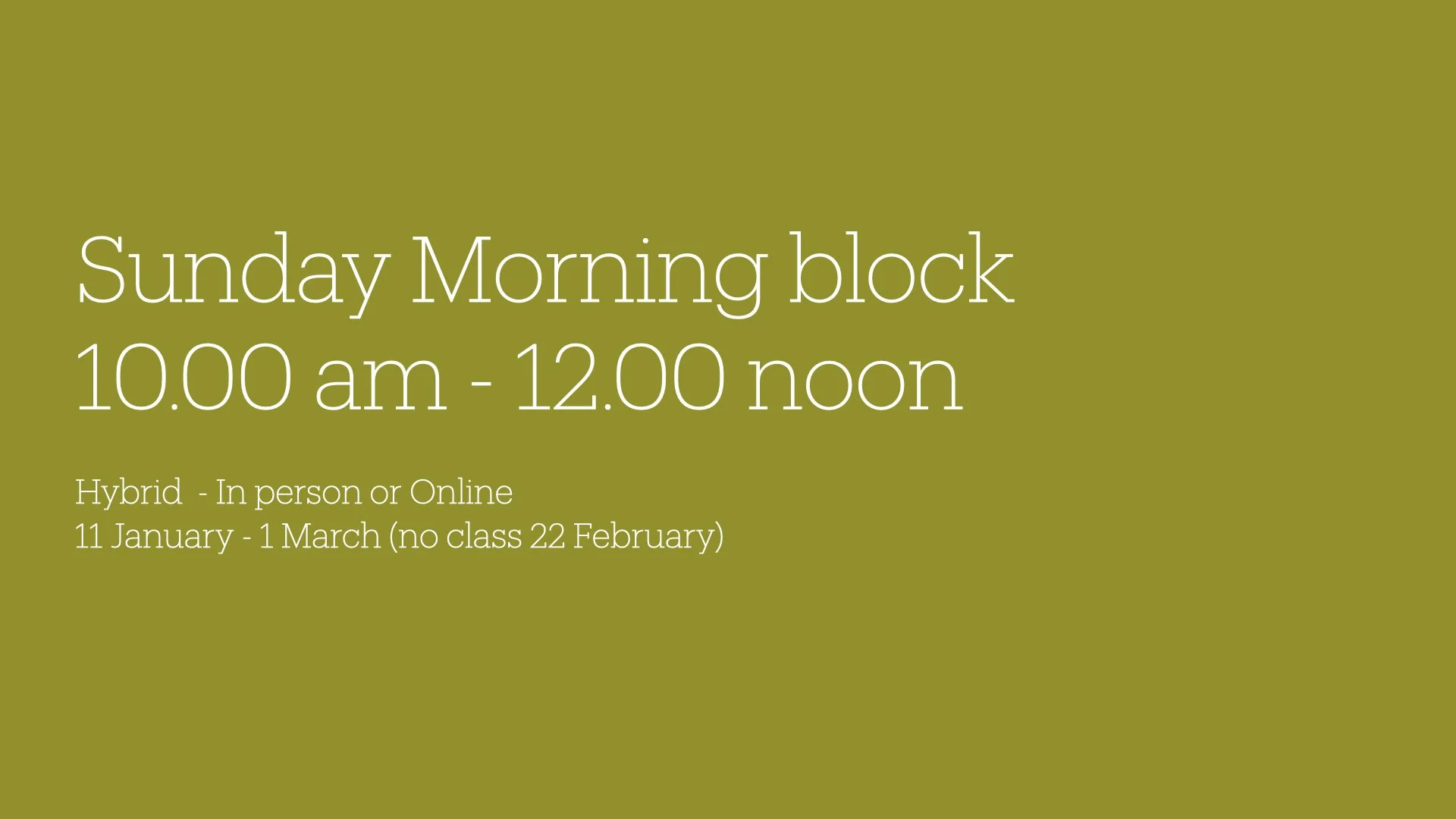 Sunday morning block