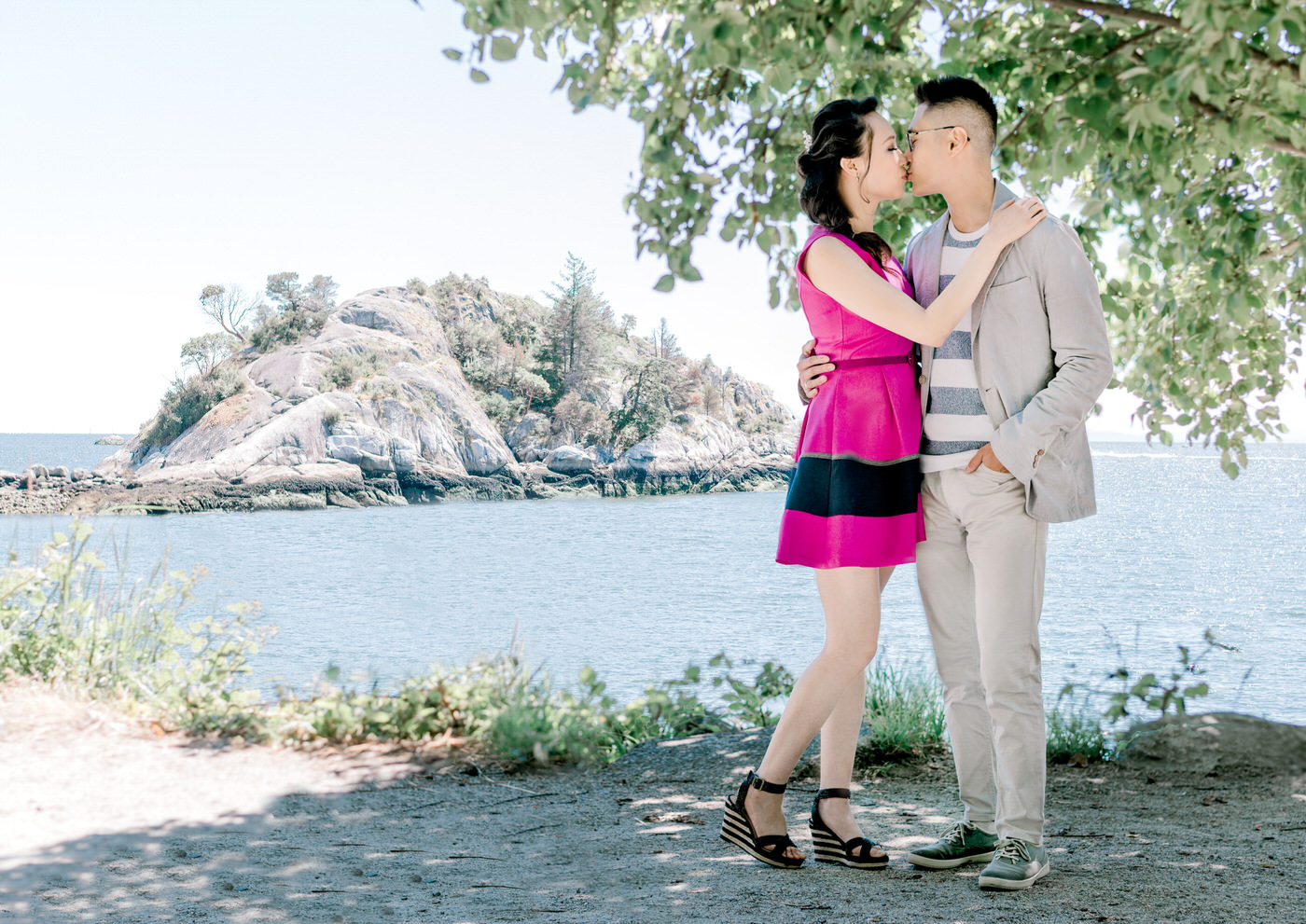 engagement outfit ideas couple kissing during photography session by west midlands wedding photographer, Lisa Lander