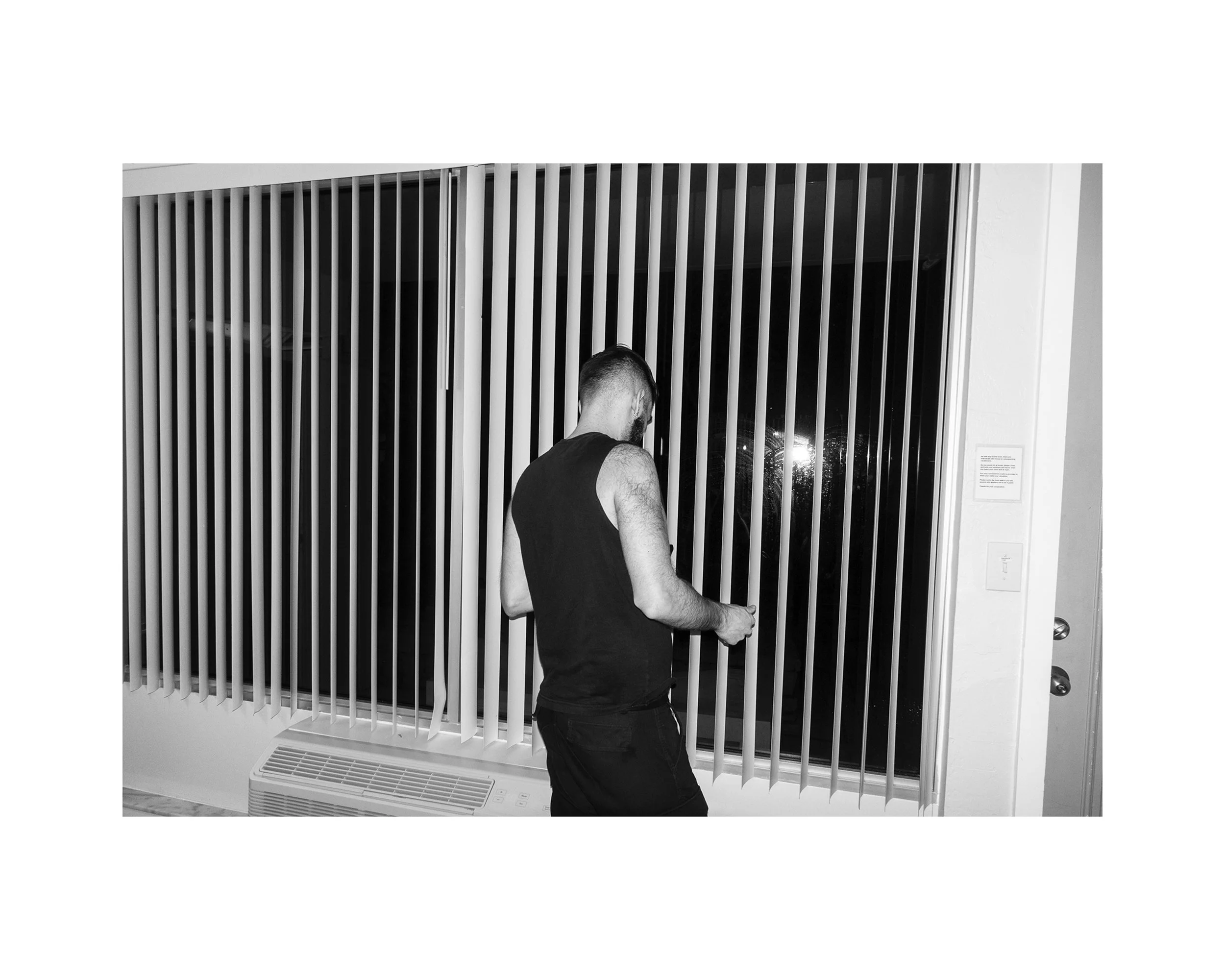   Patrick in front of the blinds, Ft. Lauderdale, 01.25.24  