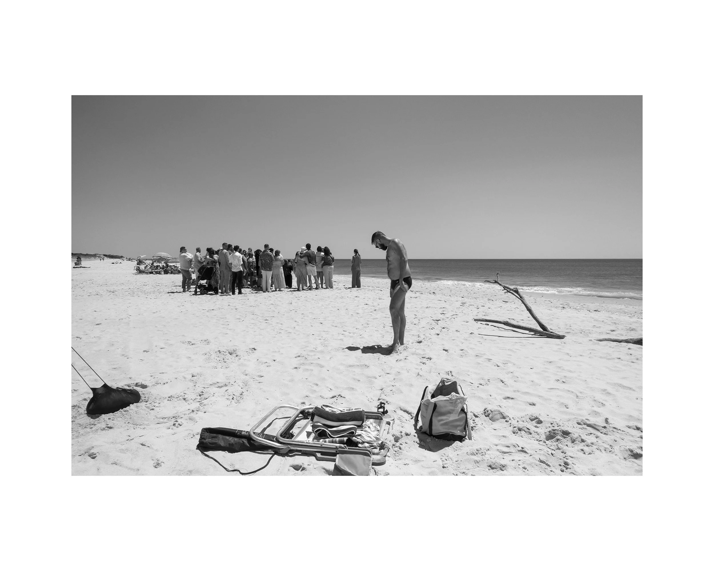   Patrick on the beach/Strangers’ wedding, Cherry Grove, 06.15.24  
