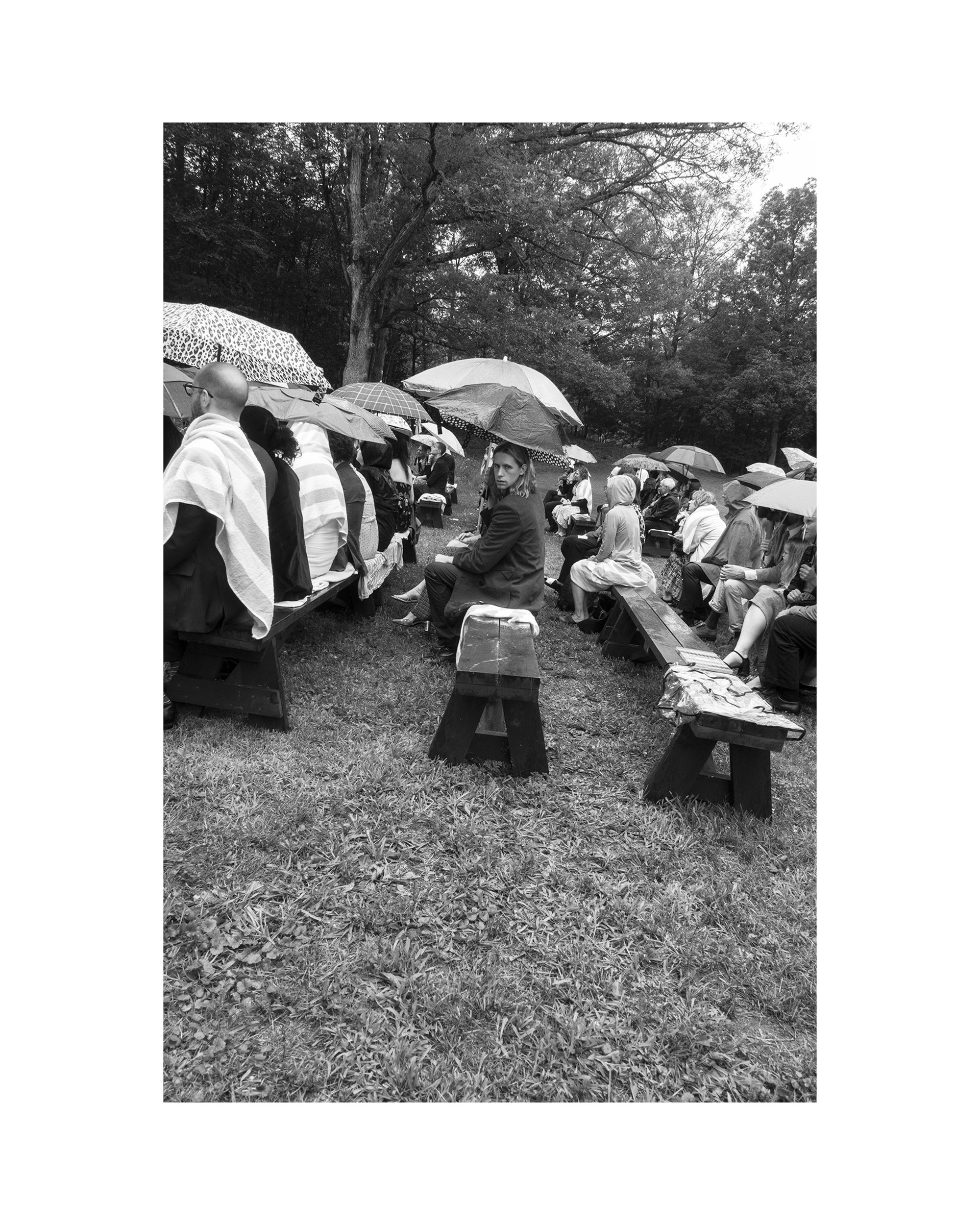   Ian in the rain at Adam and Julia’s wedding , Round Top, NY, 06.29.24   