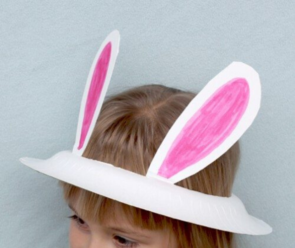 paper plate bunny hat