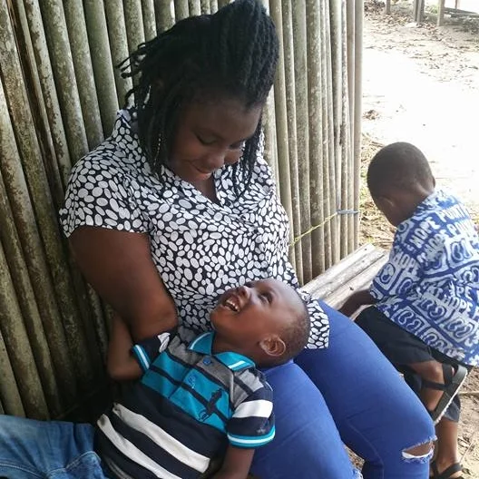 Tutugirl sharing a rest break with her son, Charles, Jr. (or "Senior Staff")