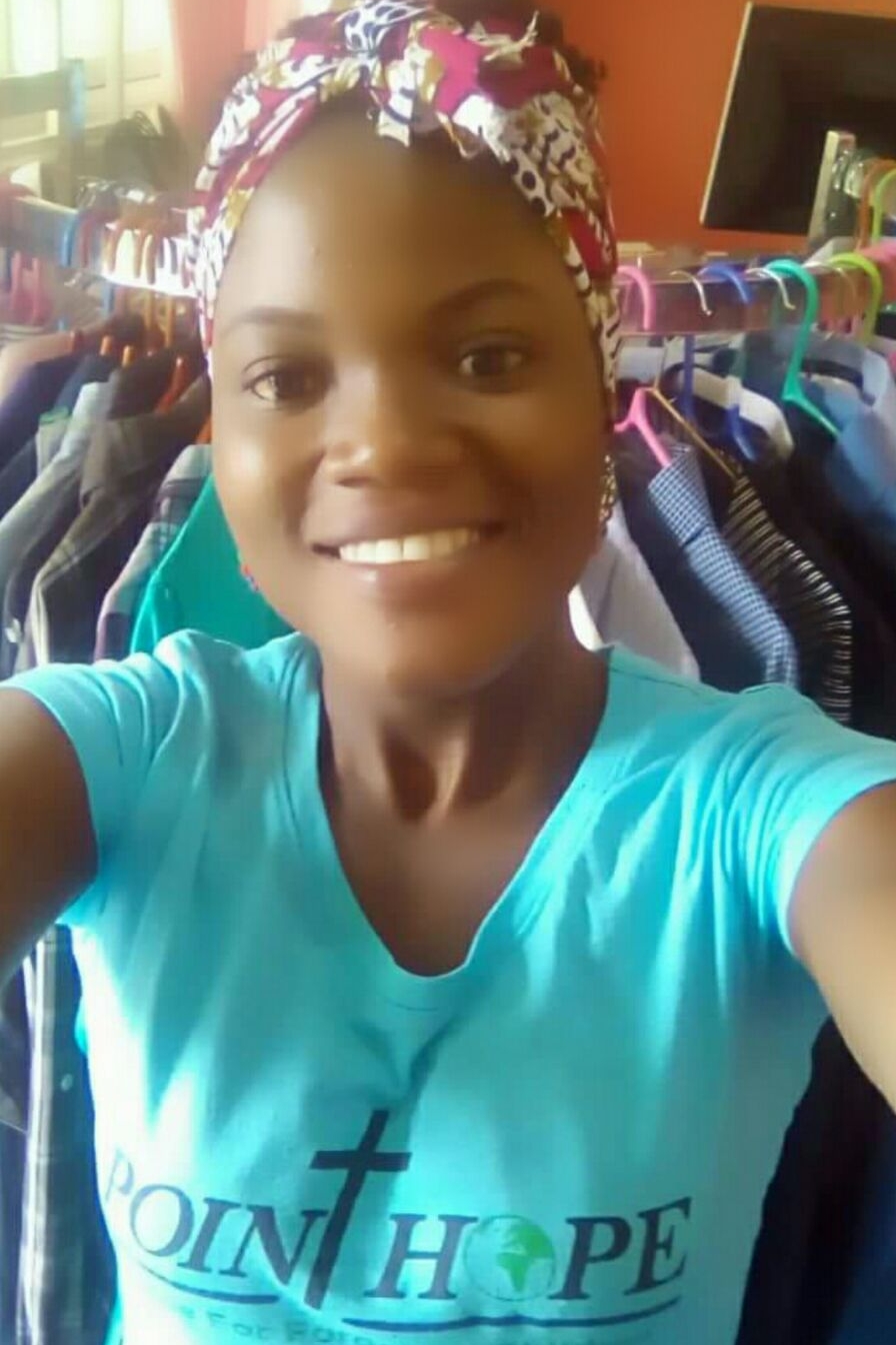 Stella also helps out and sells her creations in Point Hope Ghana's boutique.