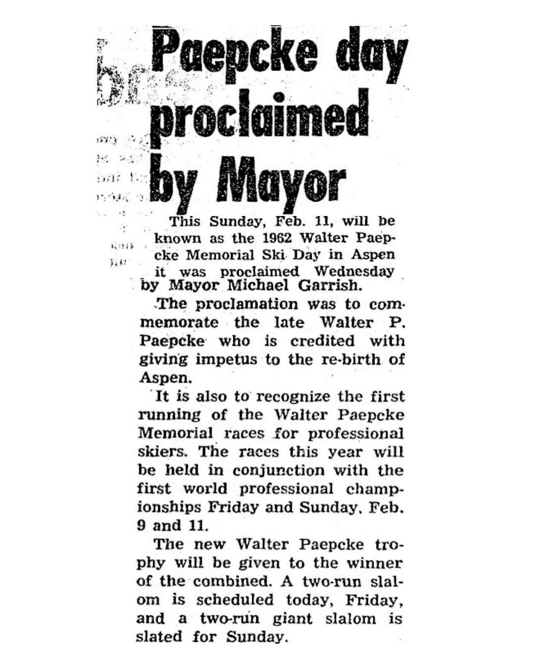 Tribute Tuesday &bull; Walter Paepcke &bull; Hall of Fame Class of 1978 &bull; Sport Builder

Walter, who supposedly gave up the sport after only a few tries, is one of skiing's greatest benefactors, participant or not.

It was in 1945 that Walter, b