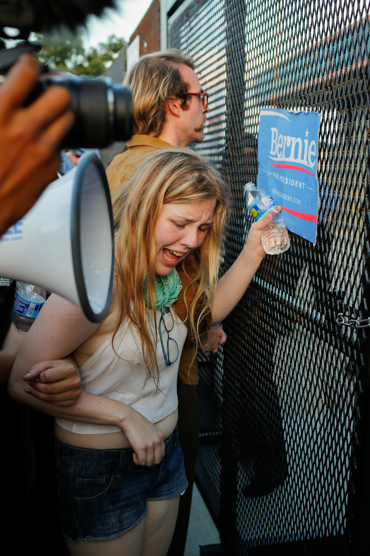 Young Woman Reacting to Homeland Security Pepper Spray