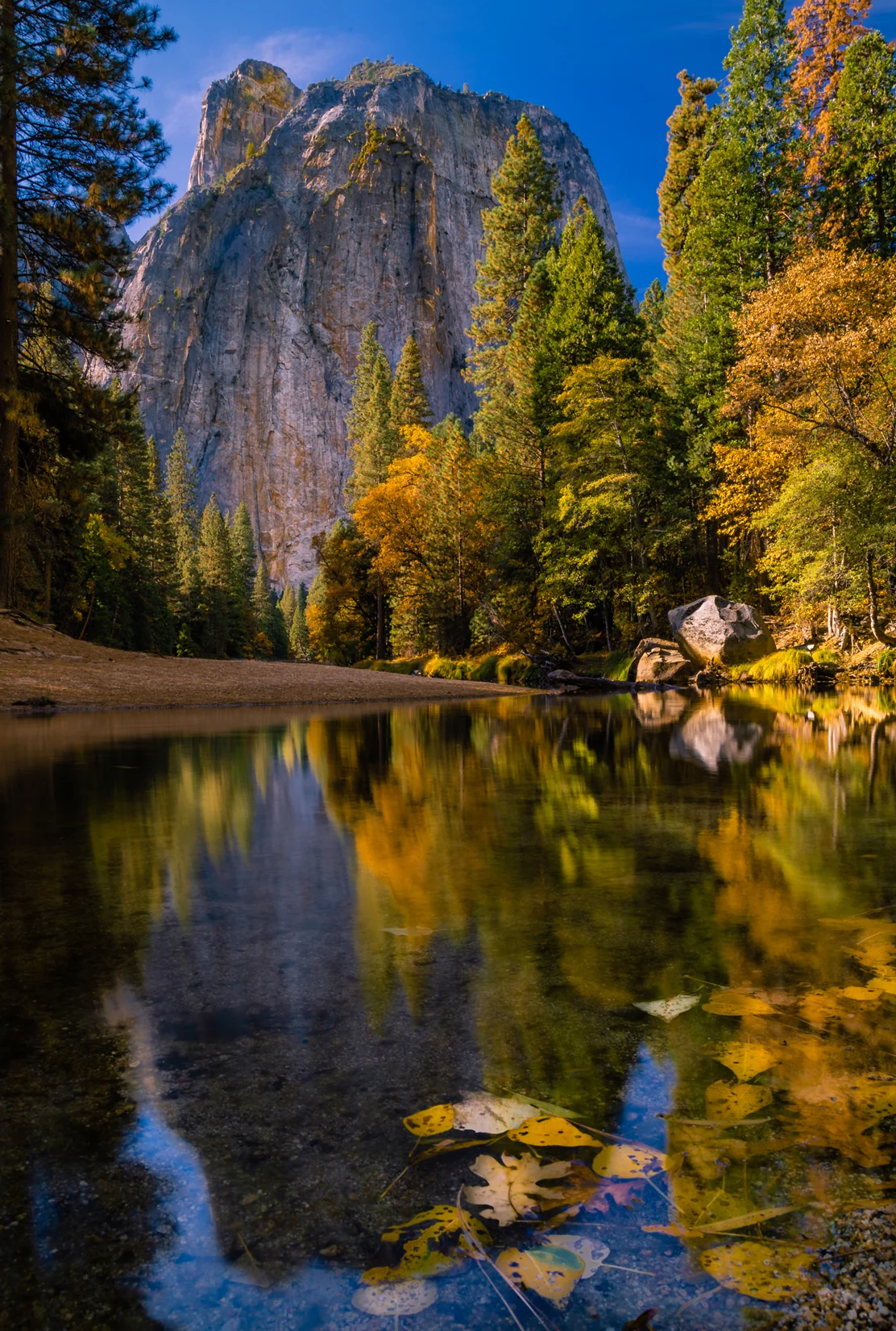 Cathedral Rock and the Merced River in Yosemite National Park
