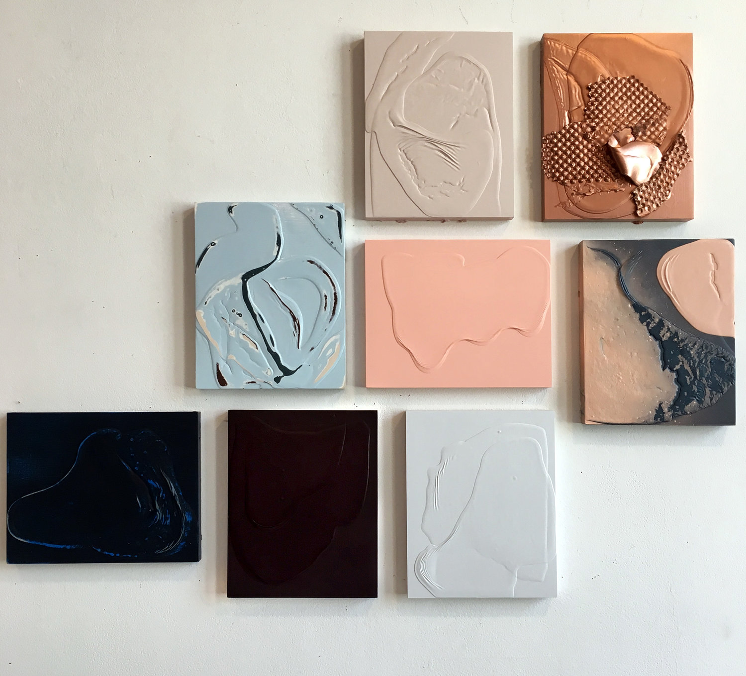 Meditation Studies 8x10 inch works from 'The Shape of Color' Enamel and spray paint on panel