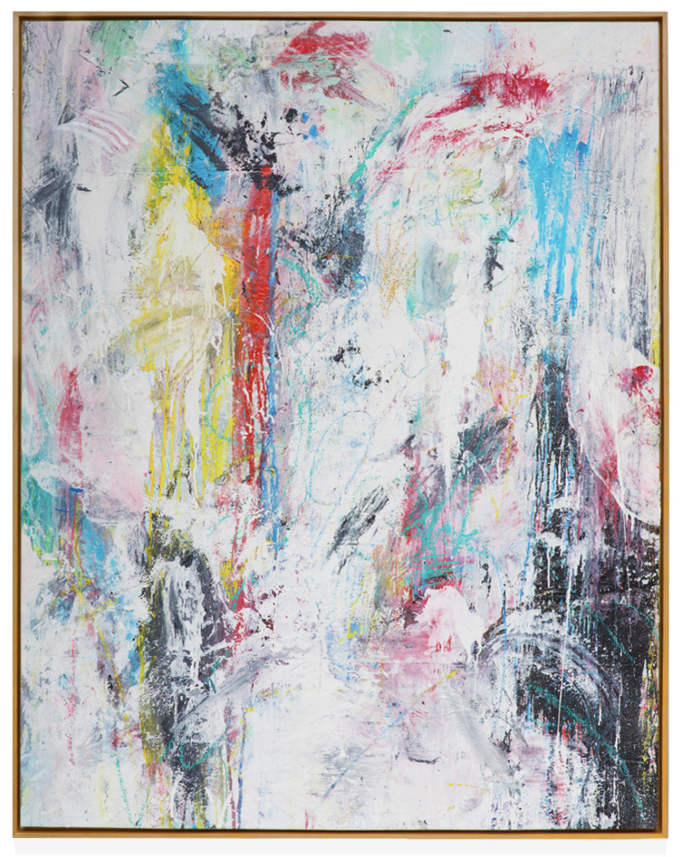 ThankYouX “Expansion of Happiness”, 2018 measures 60x48 inches, spray paint, oil on canvas. On display at Soho House West Hollywood, CA through November 28, 2018.
