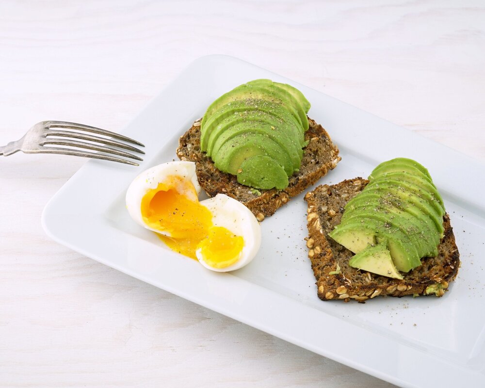 Any style of eggs is delicious with avocado toast. Get a brain health and protein boost by adding salmon.