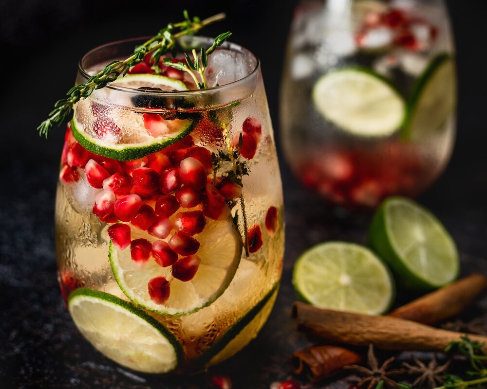 Make a pretty mocktail with seasonal fruit and herbs
