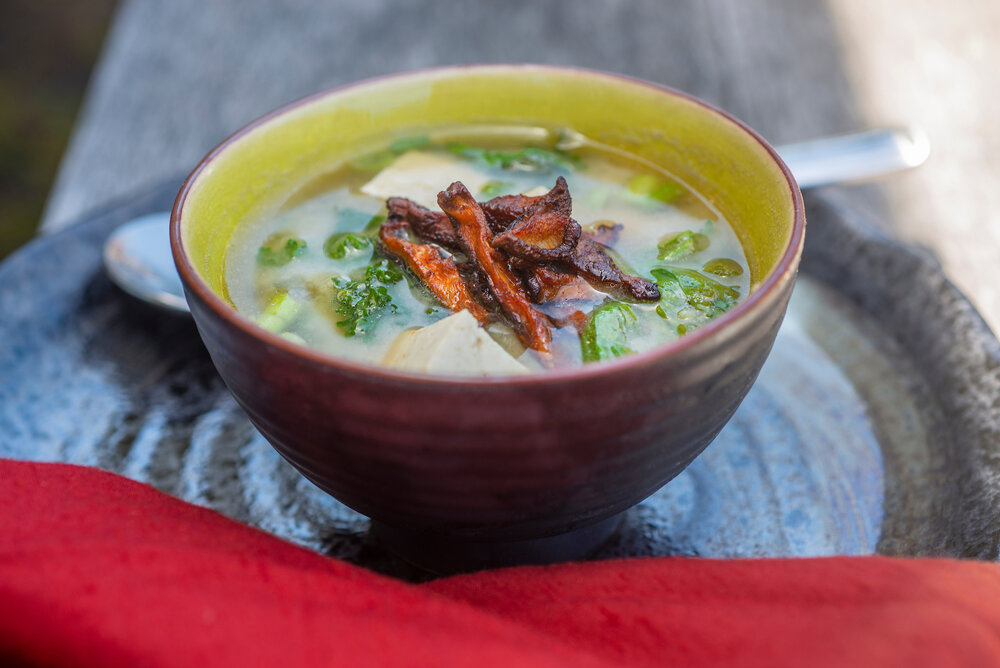 Green Tea Miso Soup with Mustard Greens Photo Source: Paulette Phlipot foodasart.com